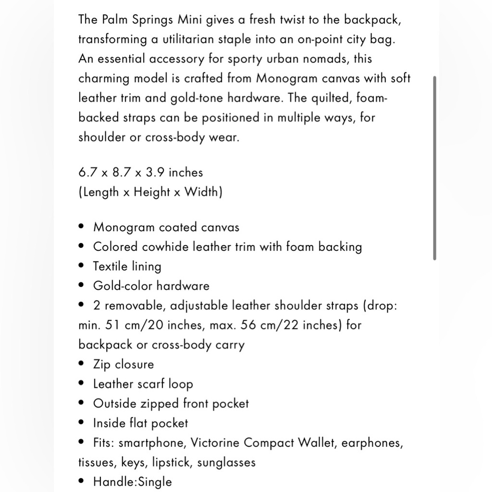Like NEW Authentic Louis Vuitton monogram palm springs mini backpack crossbody - Picture 12 of 12